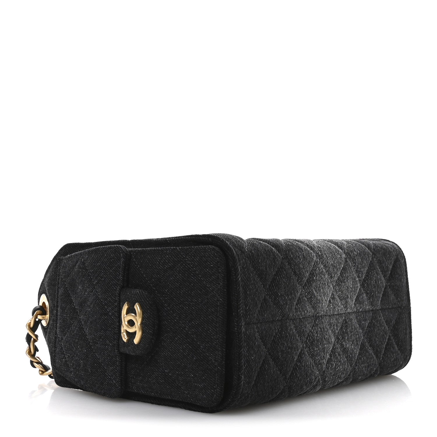 Washed Denim Quilted Mini Chanel 25 Handbag Black