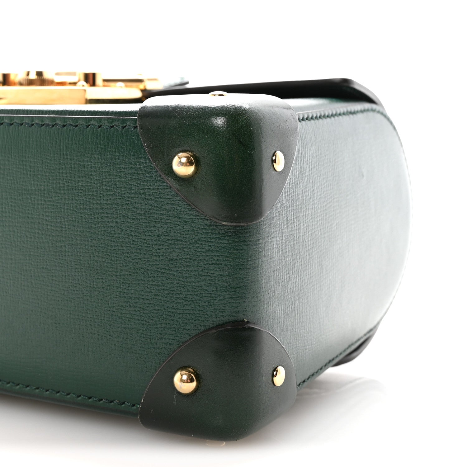 Azalea Calfskin Small Padlock Bamboo Shoulder Bag Vintage Green