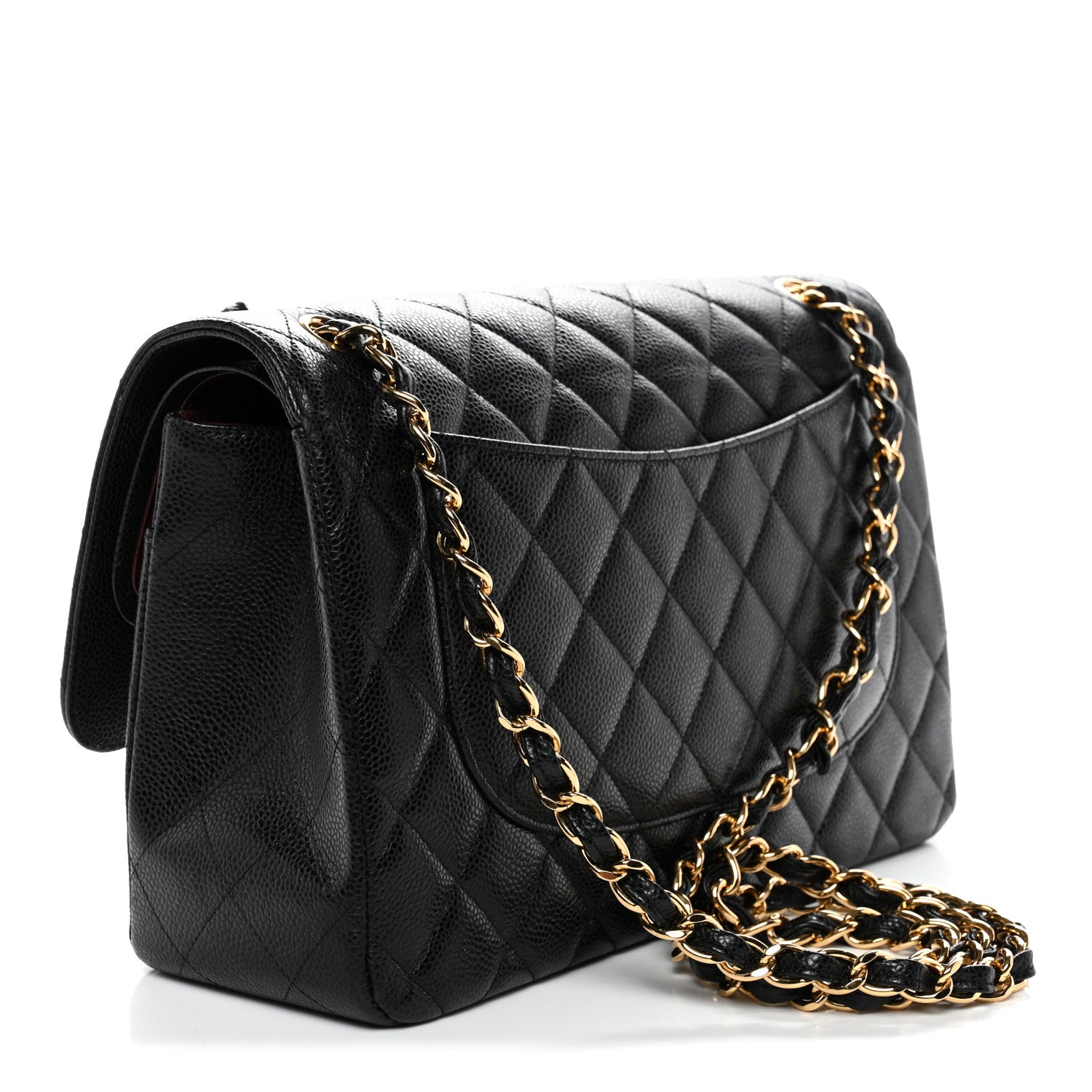 Caviar Quilted Jumbo Double Flap Black