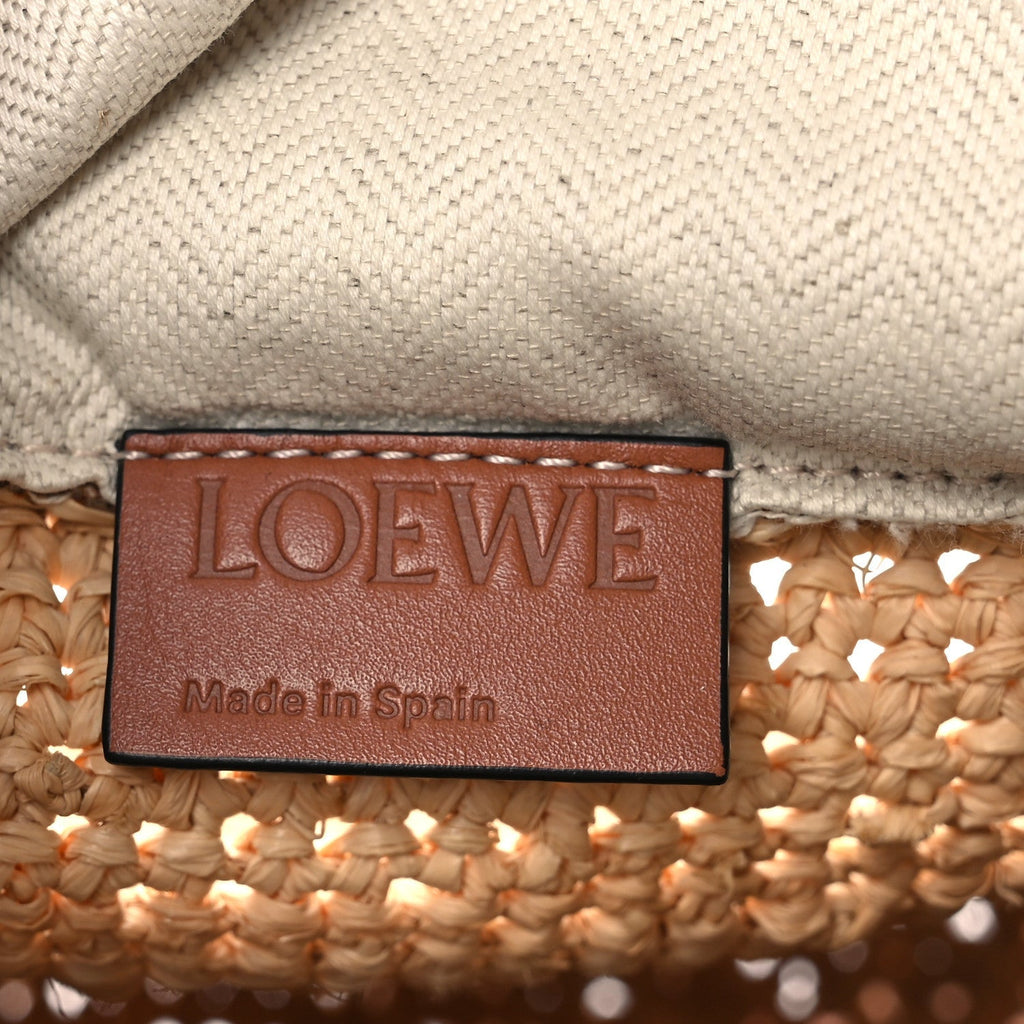 Calfskin Raffia Anagram Paulas Ibiza Pochette Bag Natural Tan