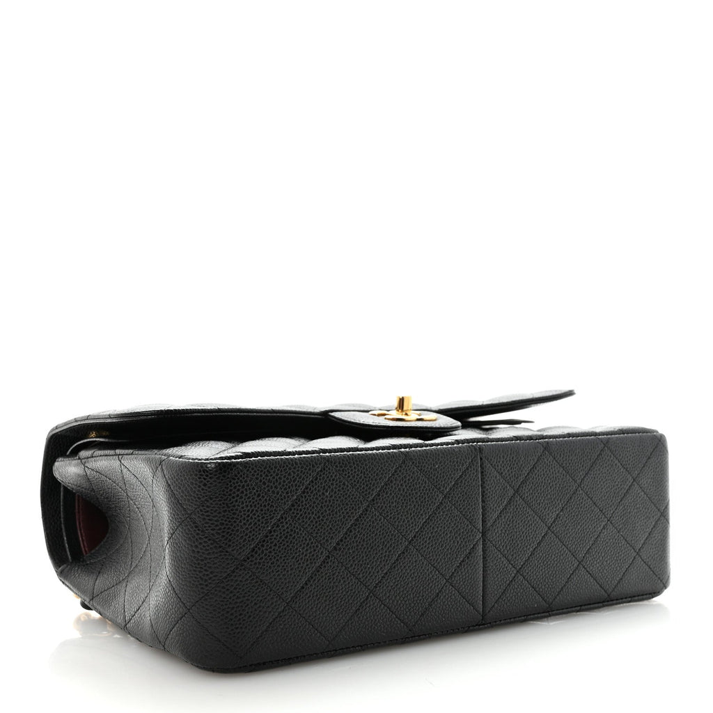 Caviar Quilted Jumbo Double Flap Black
