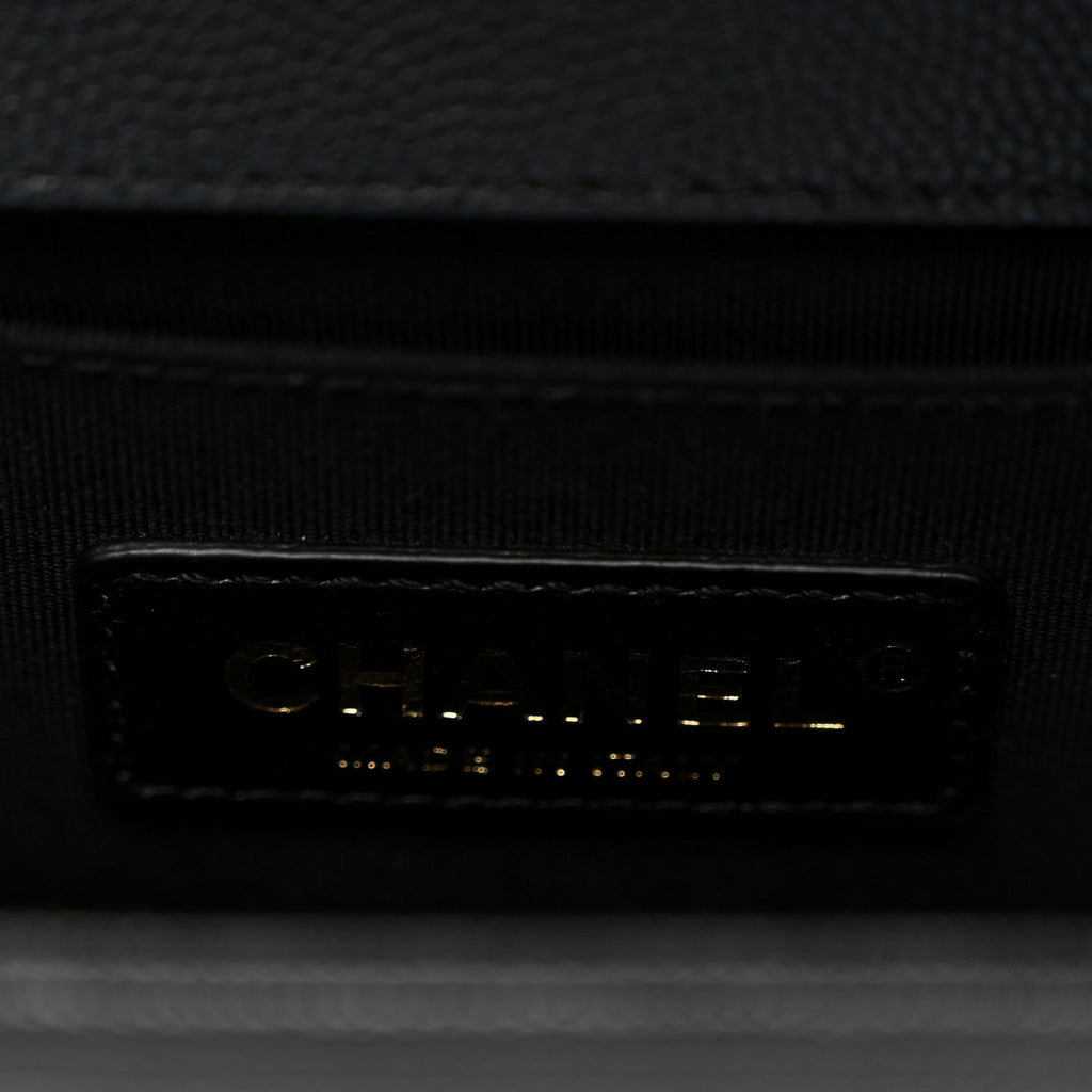Caviar Quilted Small Boy Flap Black