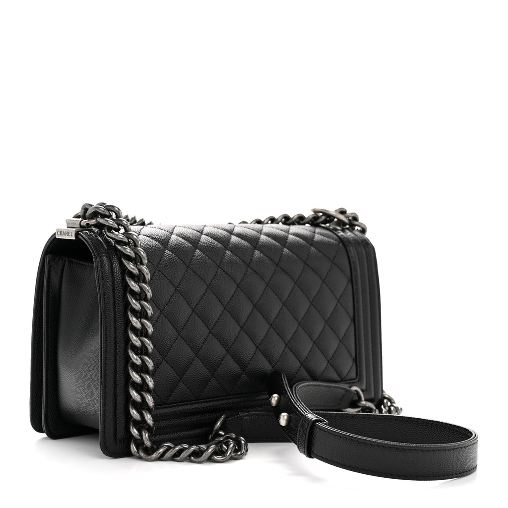 Caviar Quilted Medium Boy Flap Black