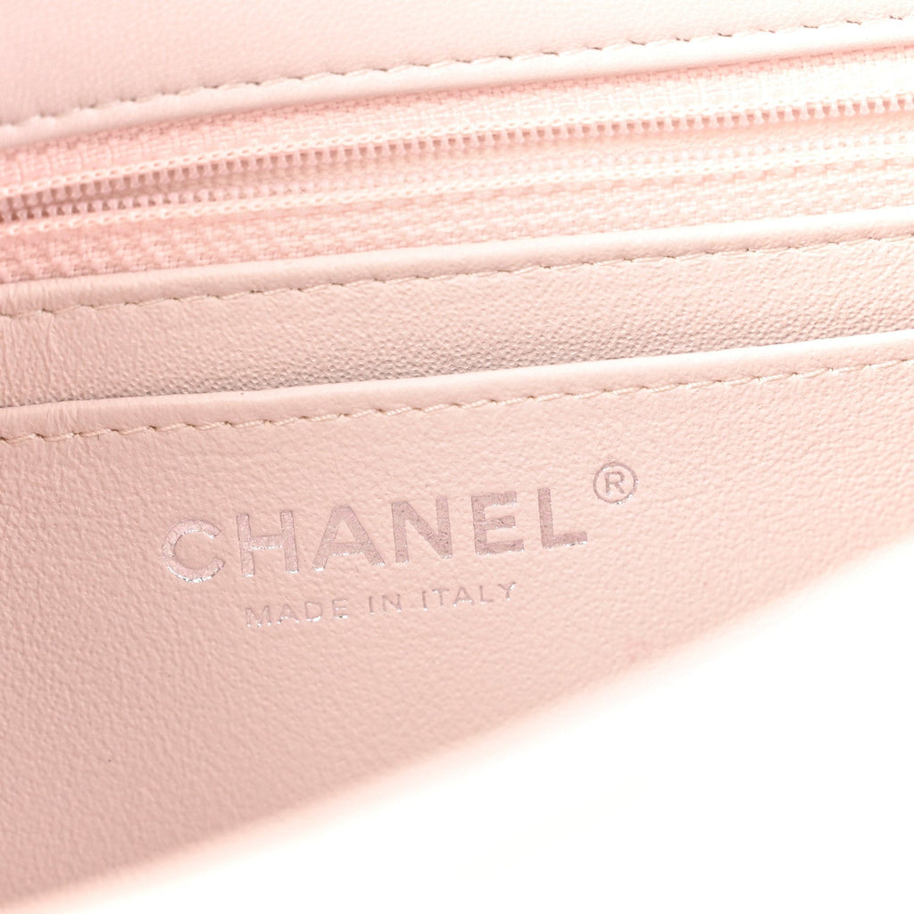 Lambskin Quilted Mini Rectangular Flap Light Purple