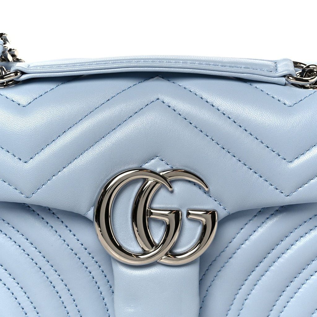 Lambskin Matelasse Small GG Marmont Shoulder Bag Porcelain Light Blue