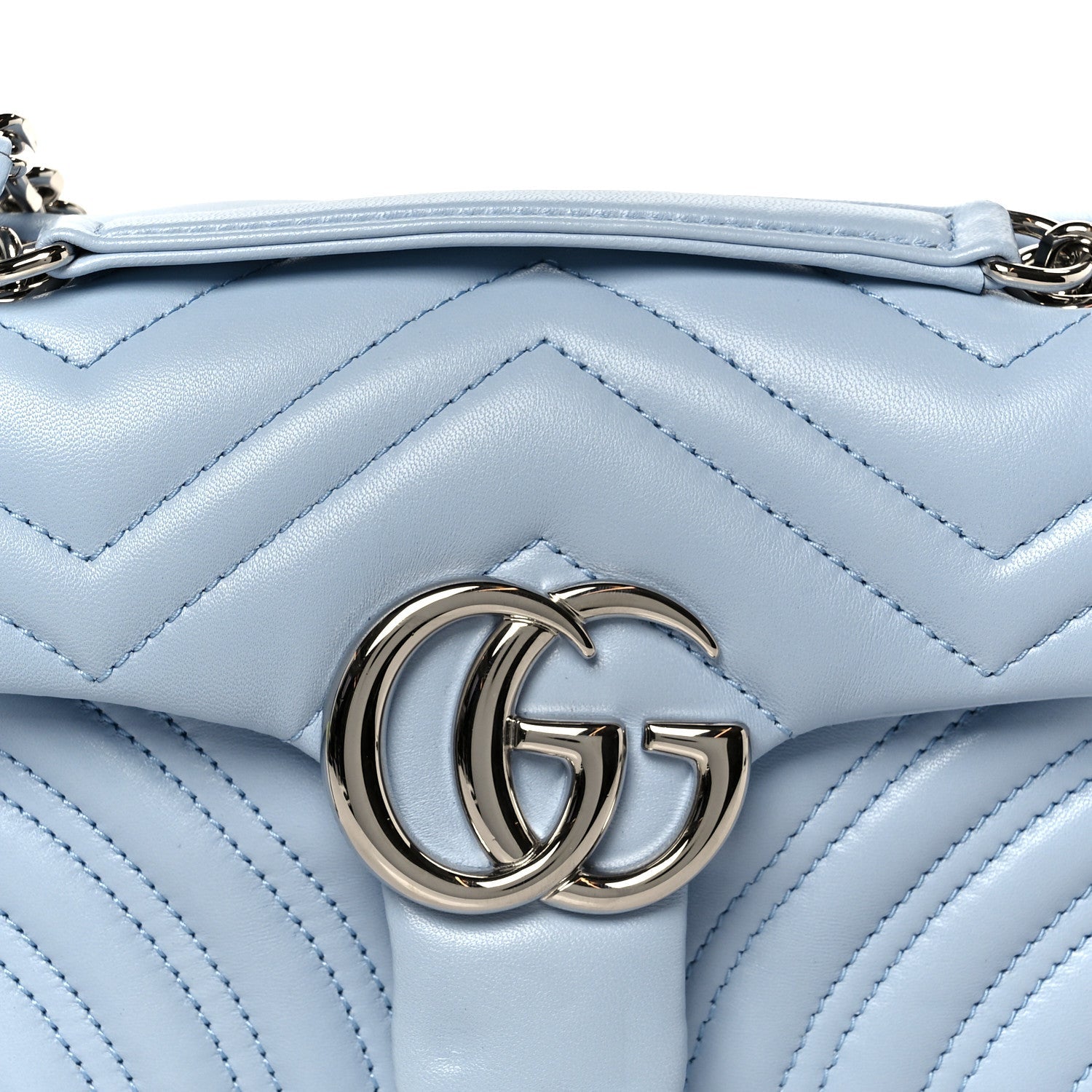 Lambskin Matelasse Small GG Marmont Shoulder Bag Porcelain Light Blue