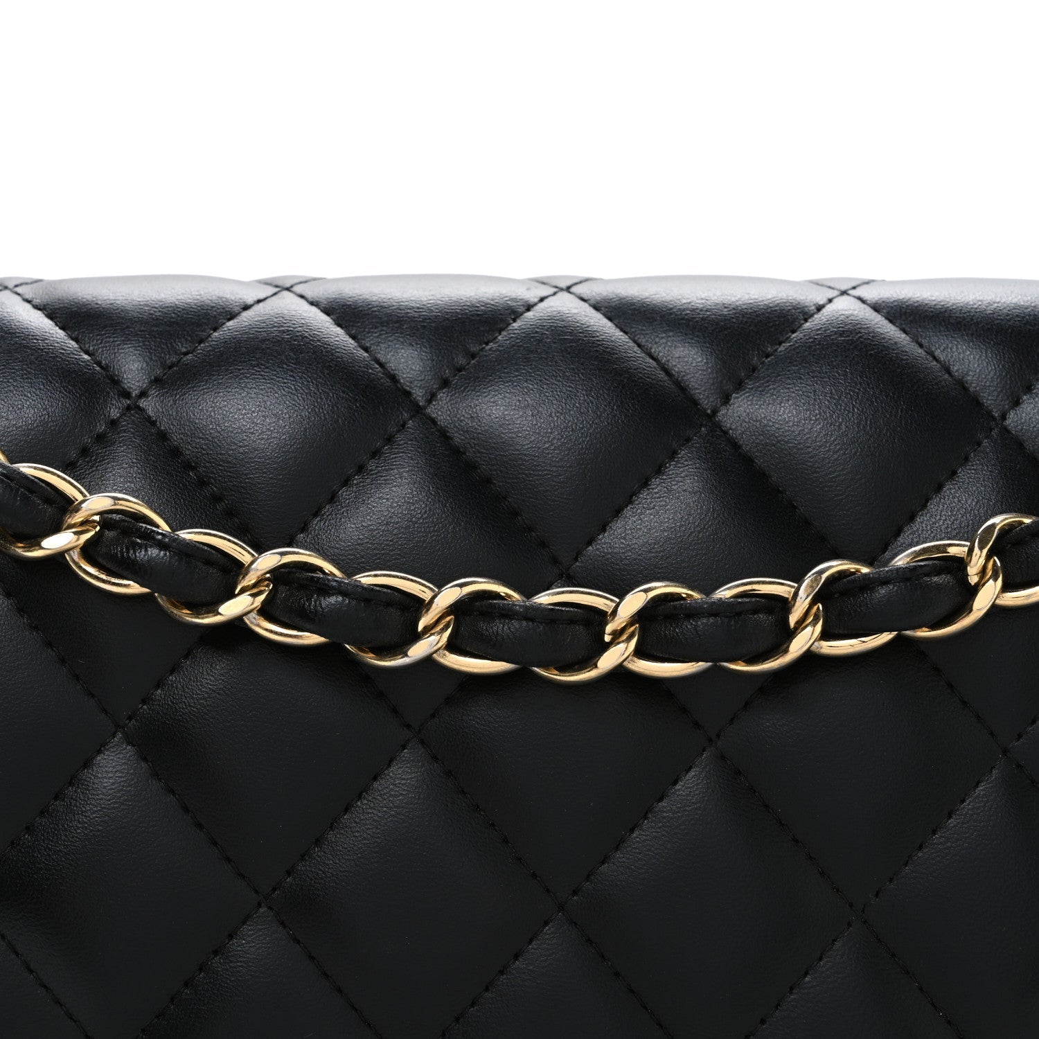 Lambskin Quilted Jumbo Double Flap Black
