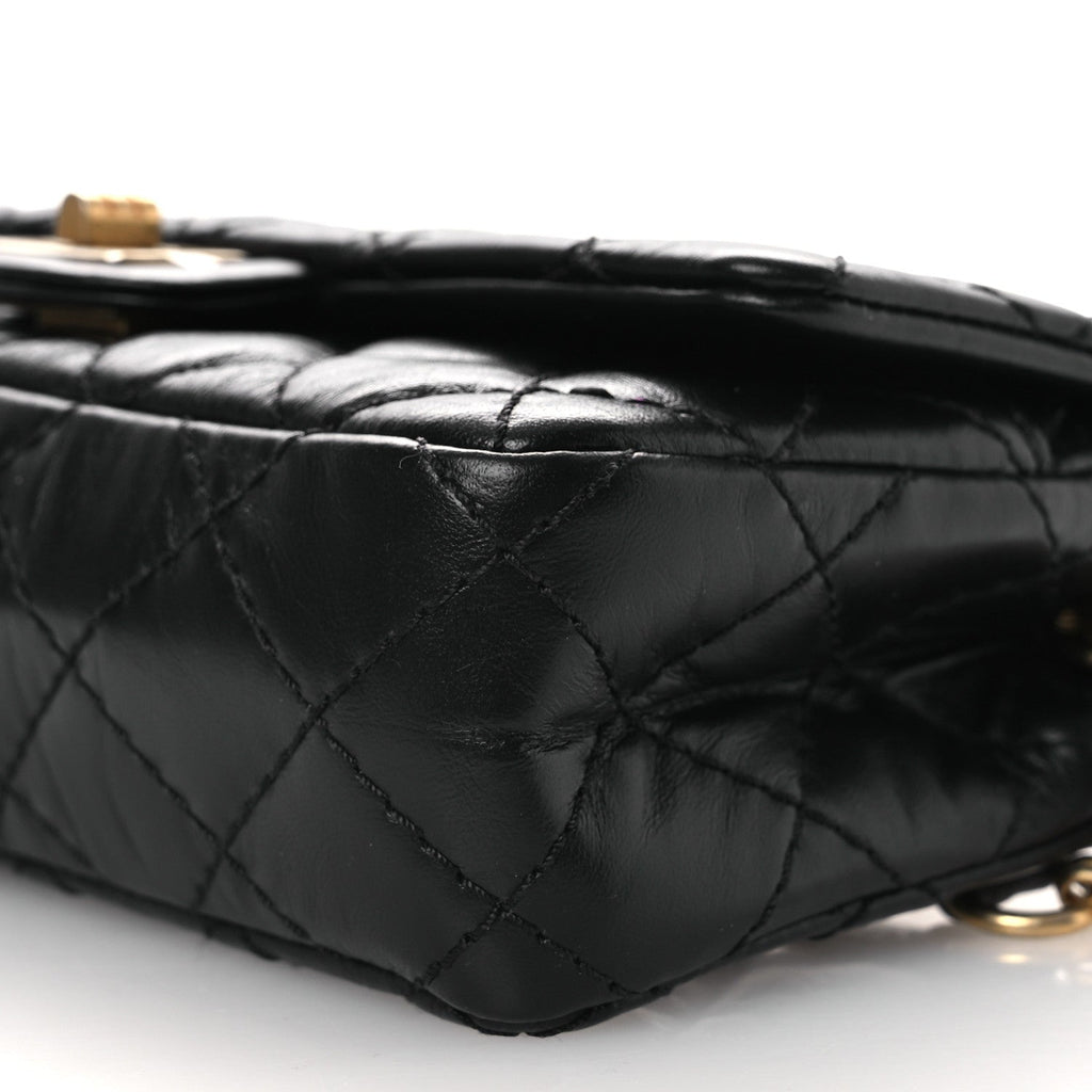 Aged Calfskin Quilted 2.55 Reissue Flap Belt Bag Clutch Black