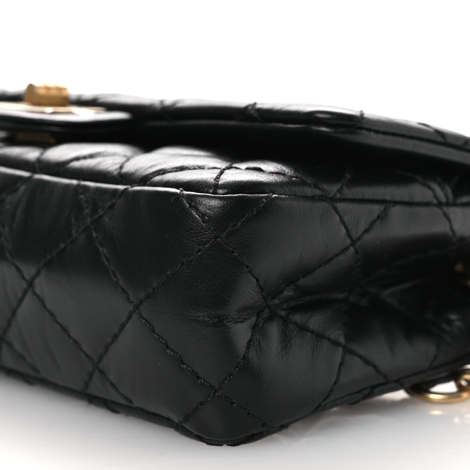 Aged Calfskin Quilted 2.55 Reissue Flap Belt Bag Clutch Black
