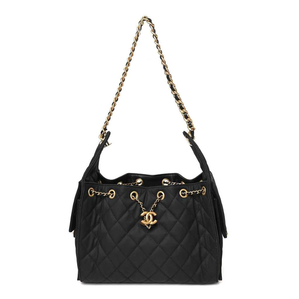 Canvas Quilted Small Chanel 25 Handbag Black