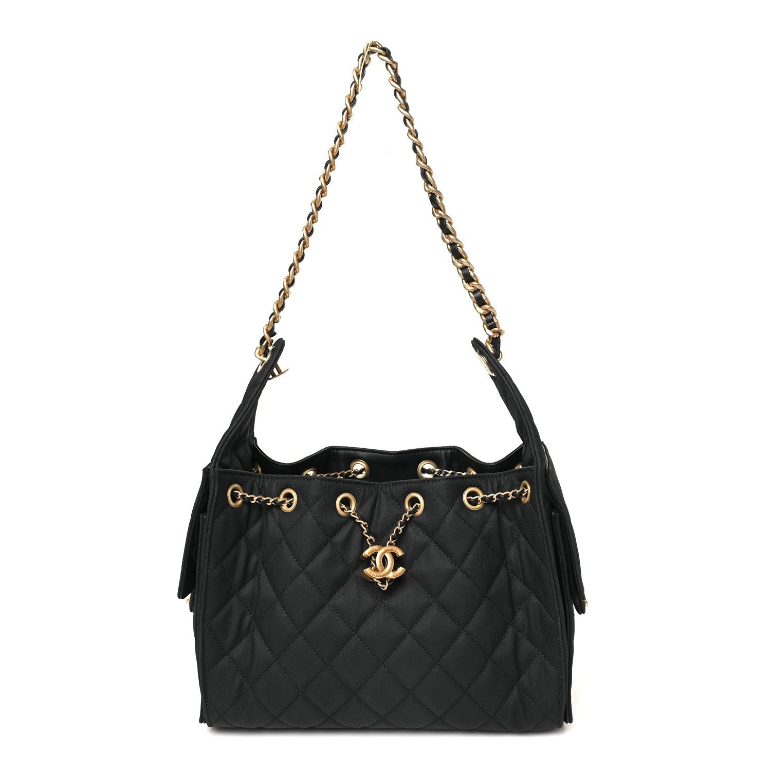 Canvas Quilted Small Chanel 25 Handbag Black