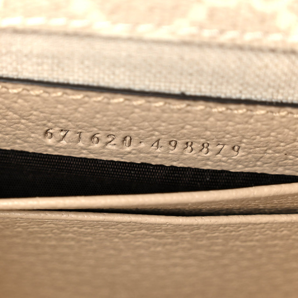 GG Supreme Monogram Textured Dollar Calfskin Mini Retro Interlocking G Flap Shoulder Bag Beige Mystic White Oatmeal