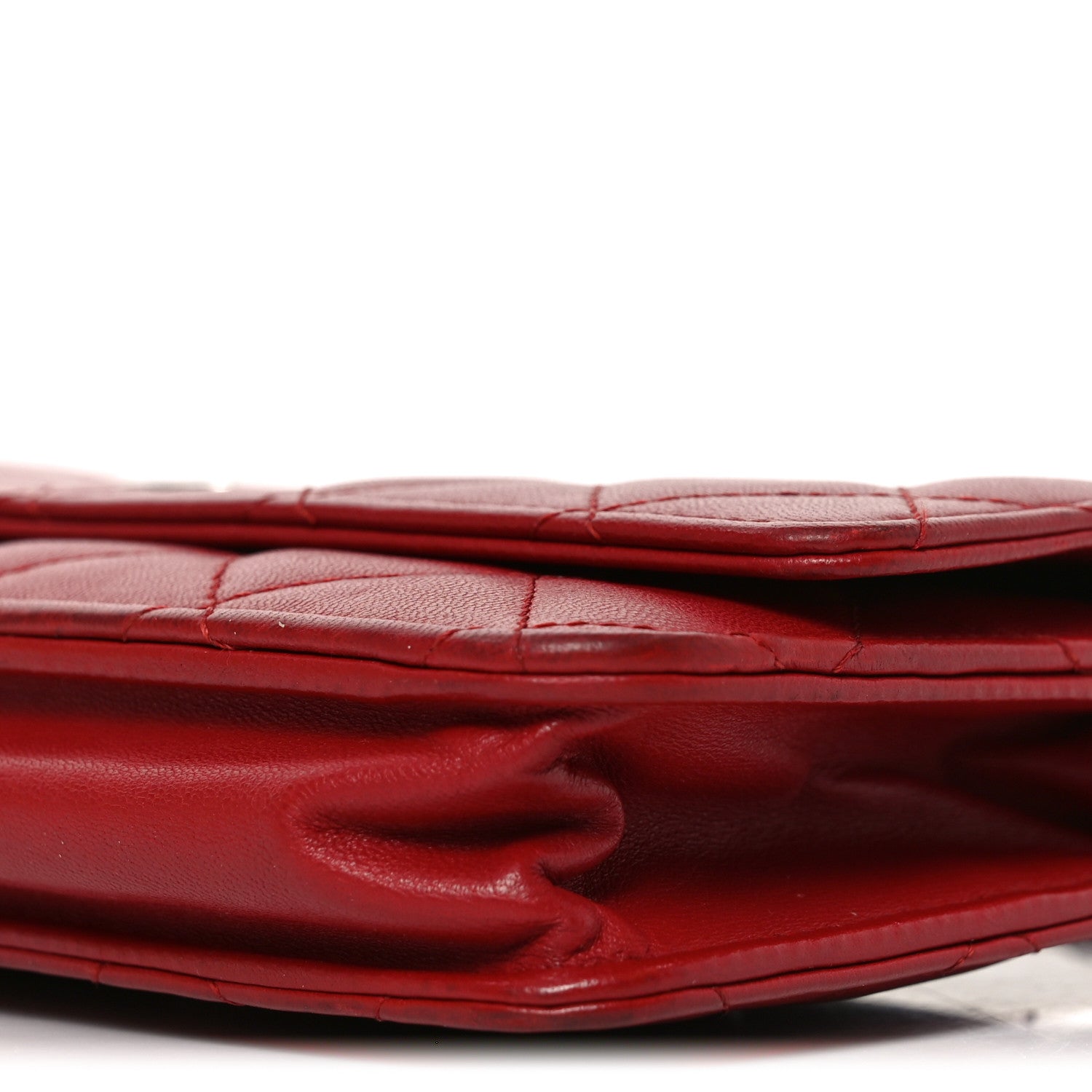 Lambskin Quilted Wallet On Chain WOC Red