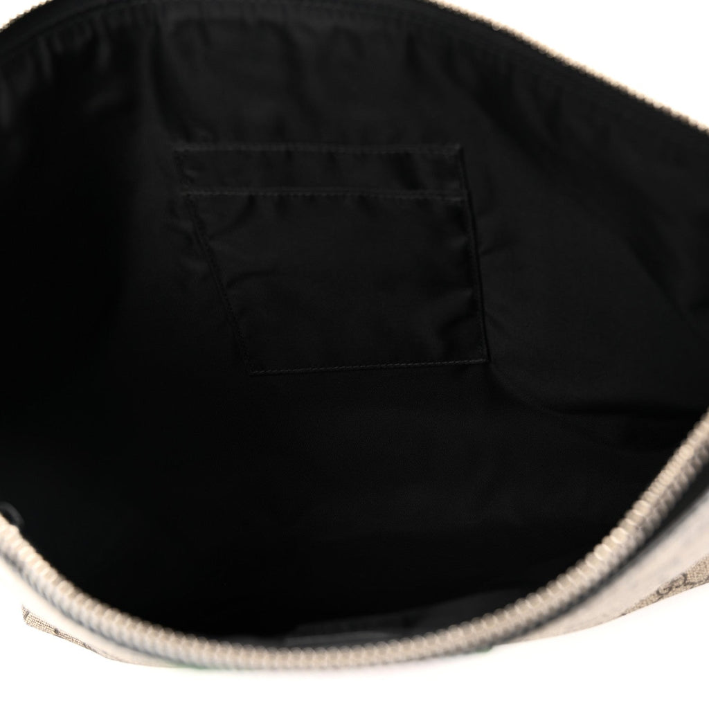 GG Supreme Monogram Calfskin Web Medium Flat Messenger Bag Beige Ebony Black