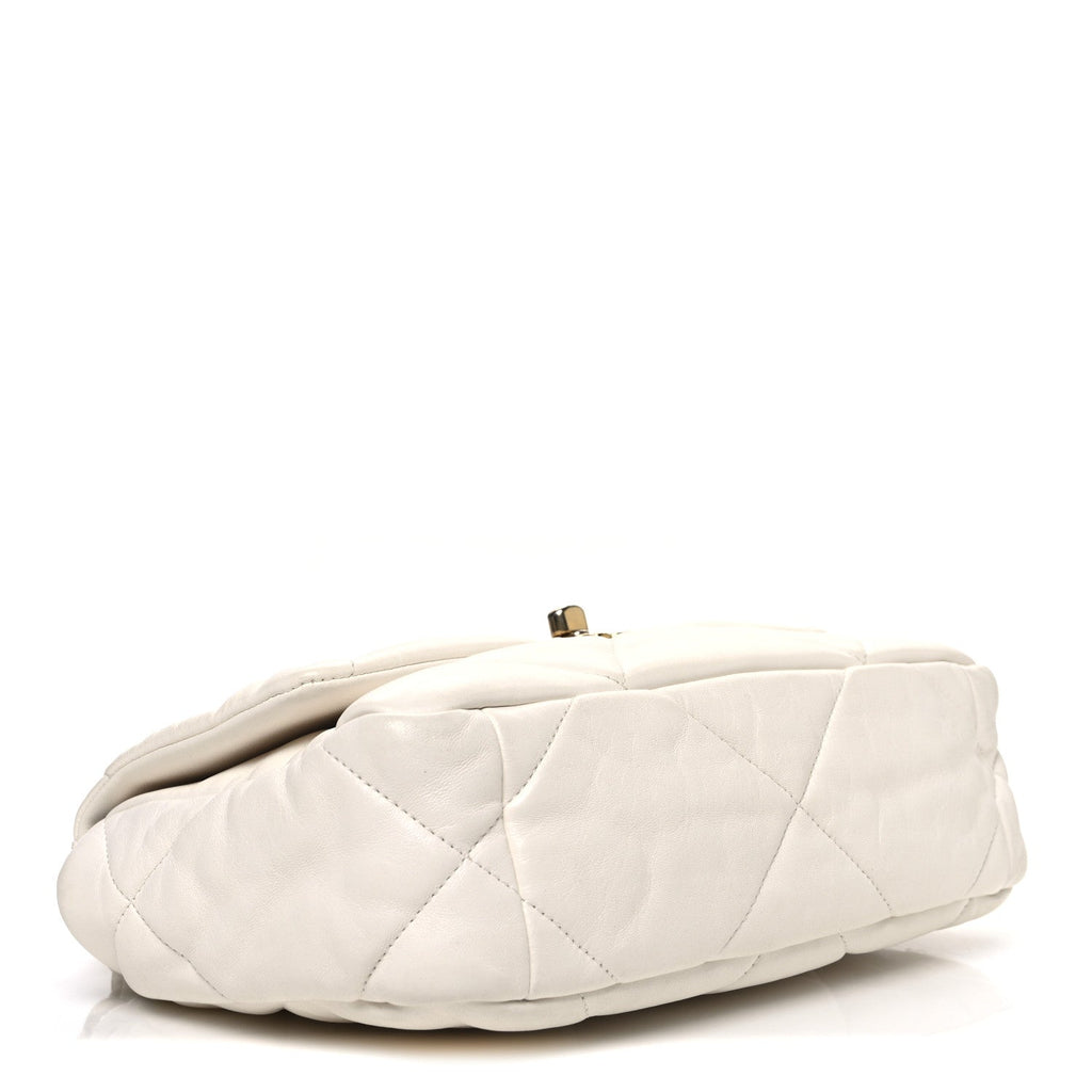 Goatskin Quilted Medium Chanel 19 Flap White
