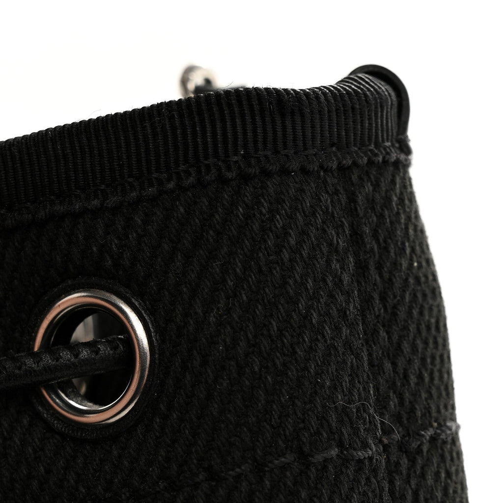 Canvas Deauville Drawstring Bucket Bag Black