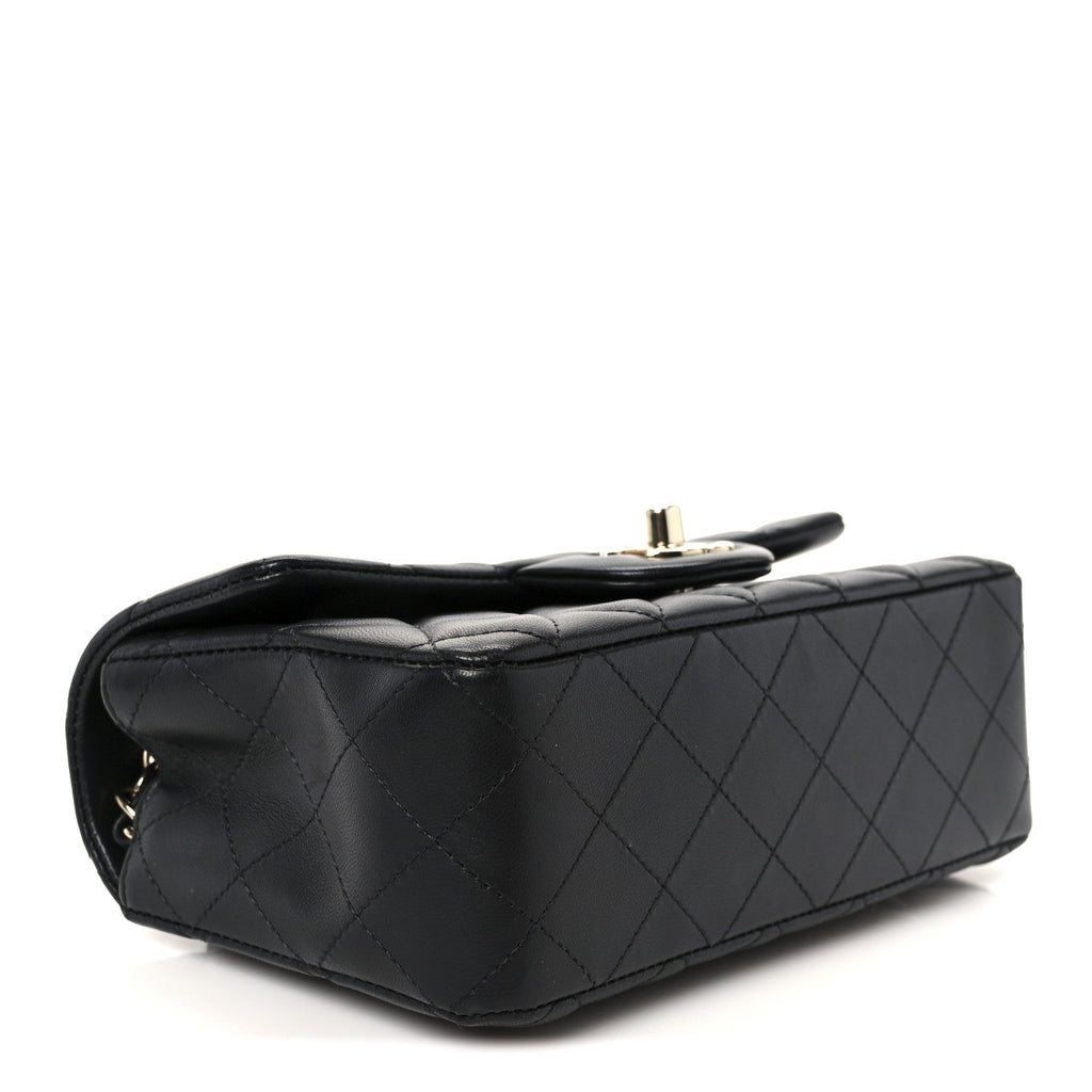 Lambskin Quilted Mini Rectangular Flap Black