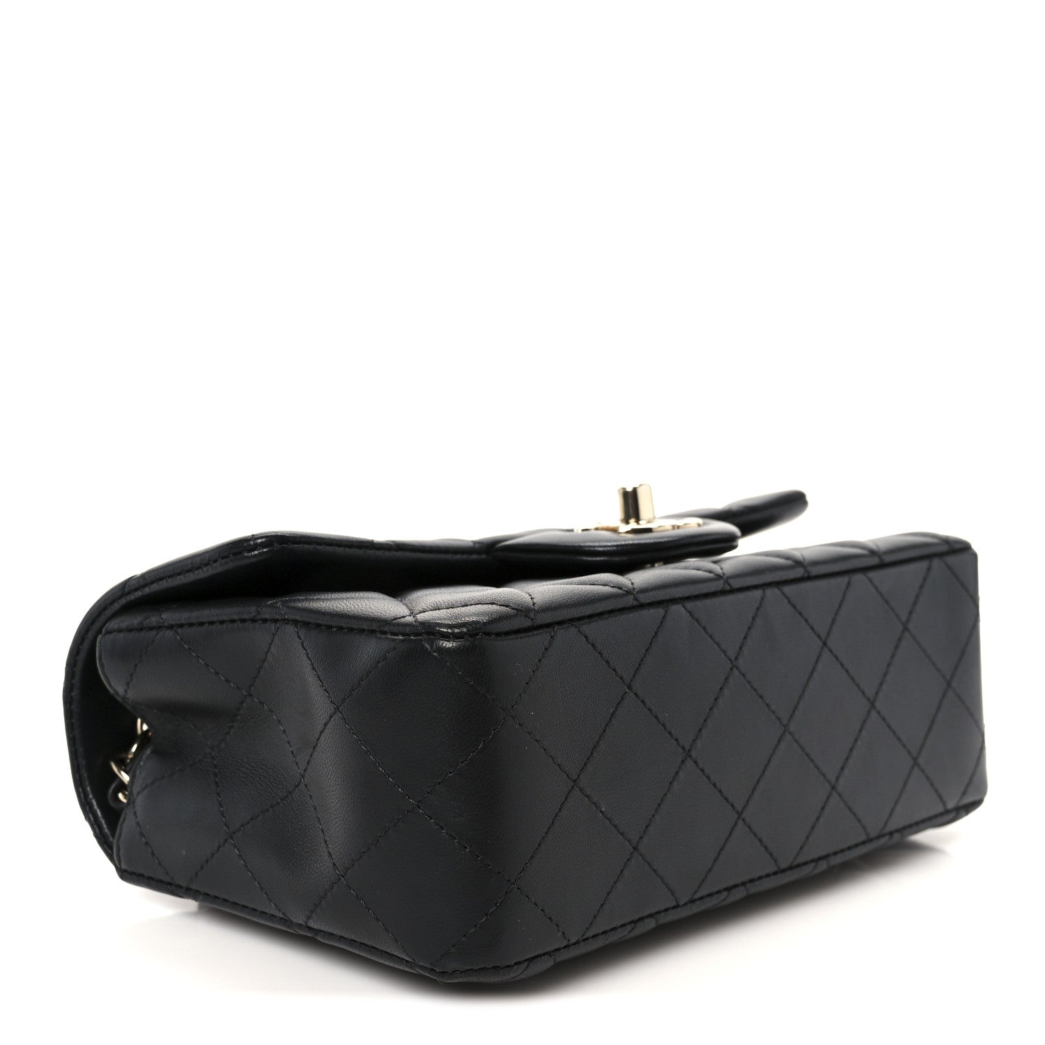 Lambskin Quilted Mini Rectangular Flap Black