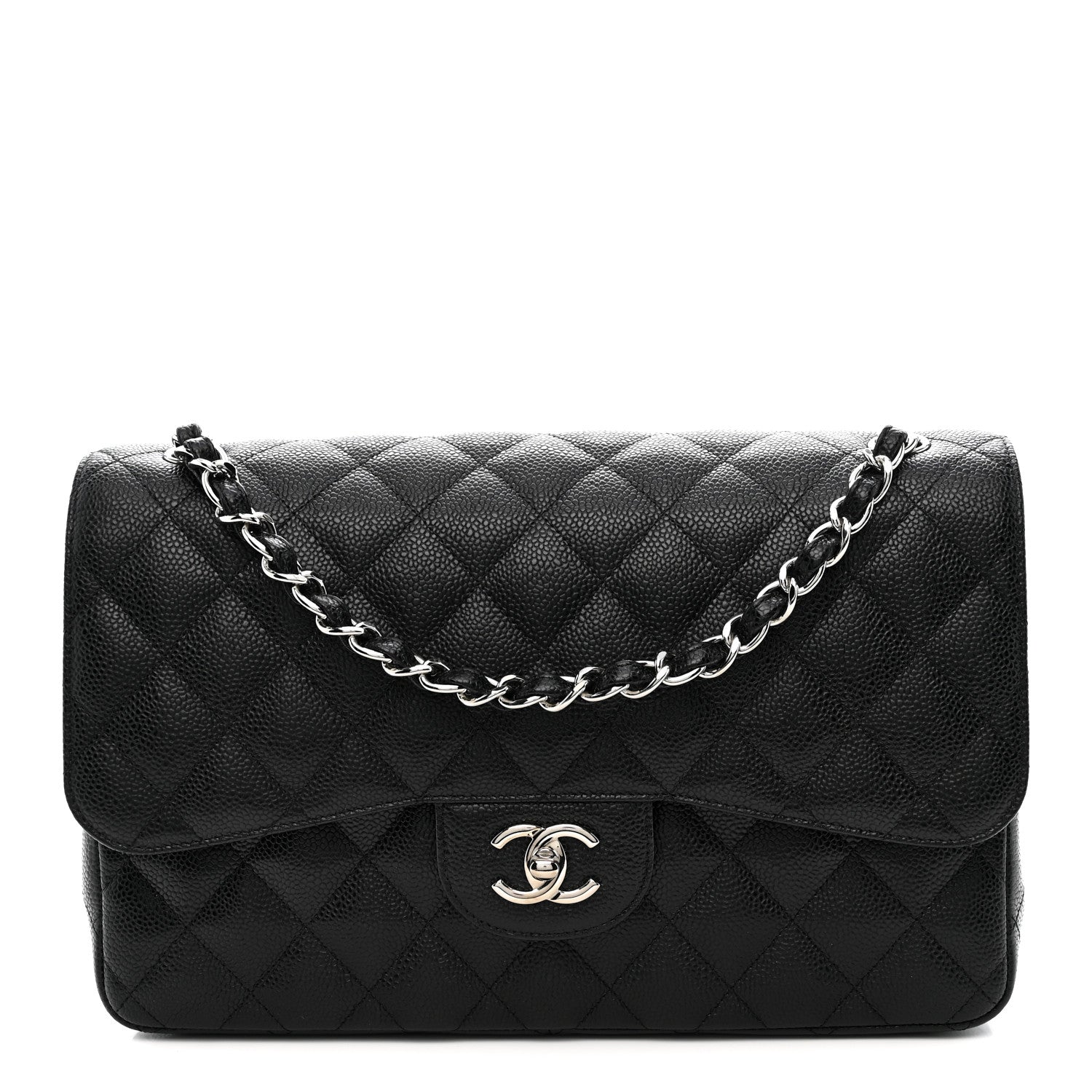 Caviar Quilted Jumbo Double Flap Black