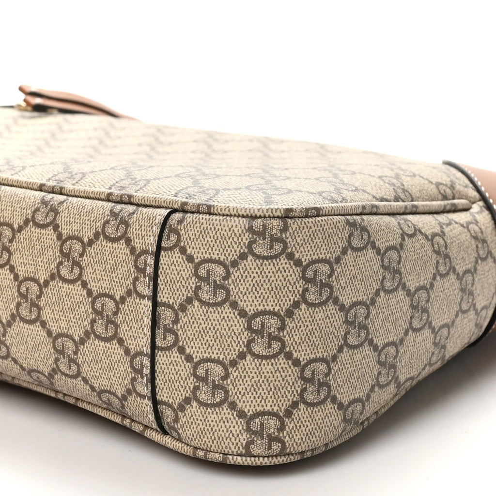 GG Supreme Monogram Emblem Medium Shoulder Bag Beige Dark Brown