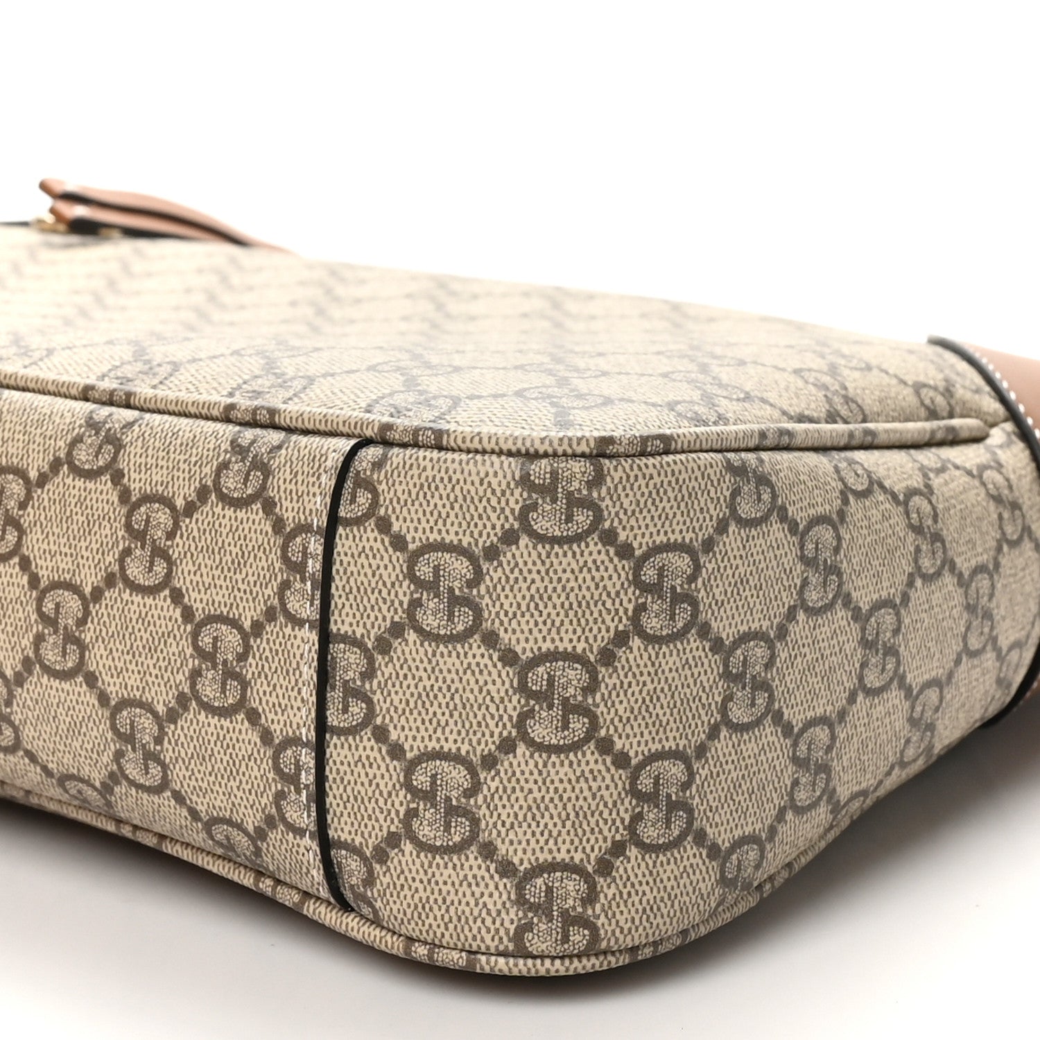 GG Supreme Monogram Emblem Medium Shoulder Bag Beige Dark Brown