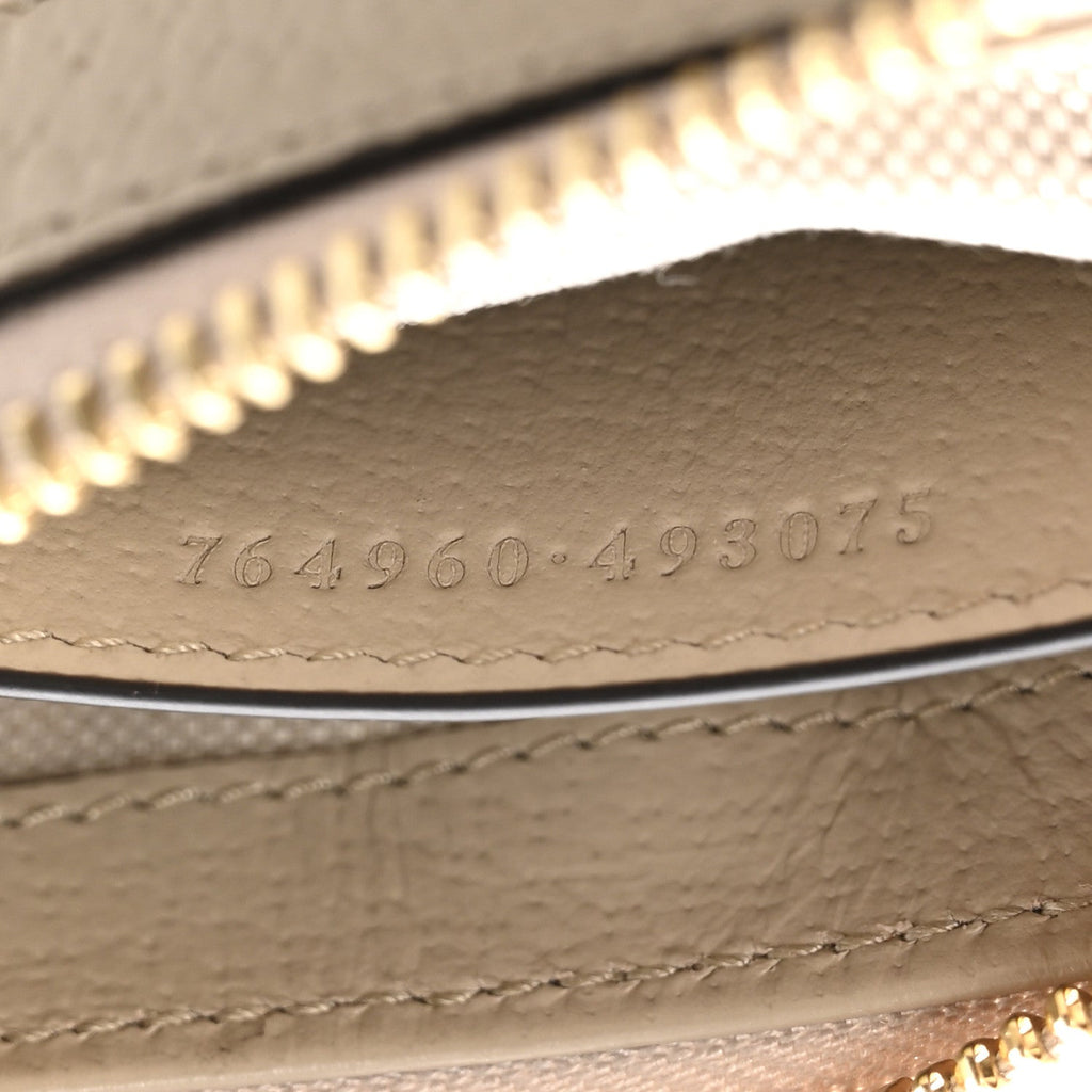 GG Supreme Monogram Textured Dollar Calfskin Web Mini Ophidia GG Handbag Beige Mystic White Oatmeal