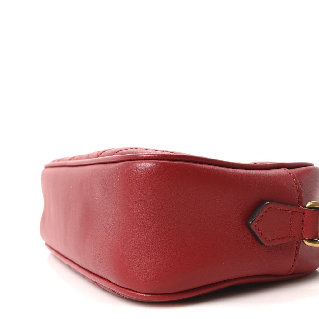 Calfskin Matelasse Small GG Marmont Chain Shoulder Bag Hibiscus Red