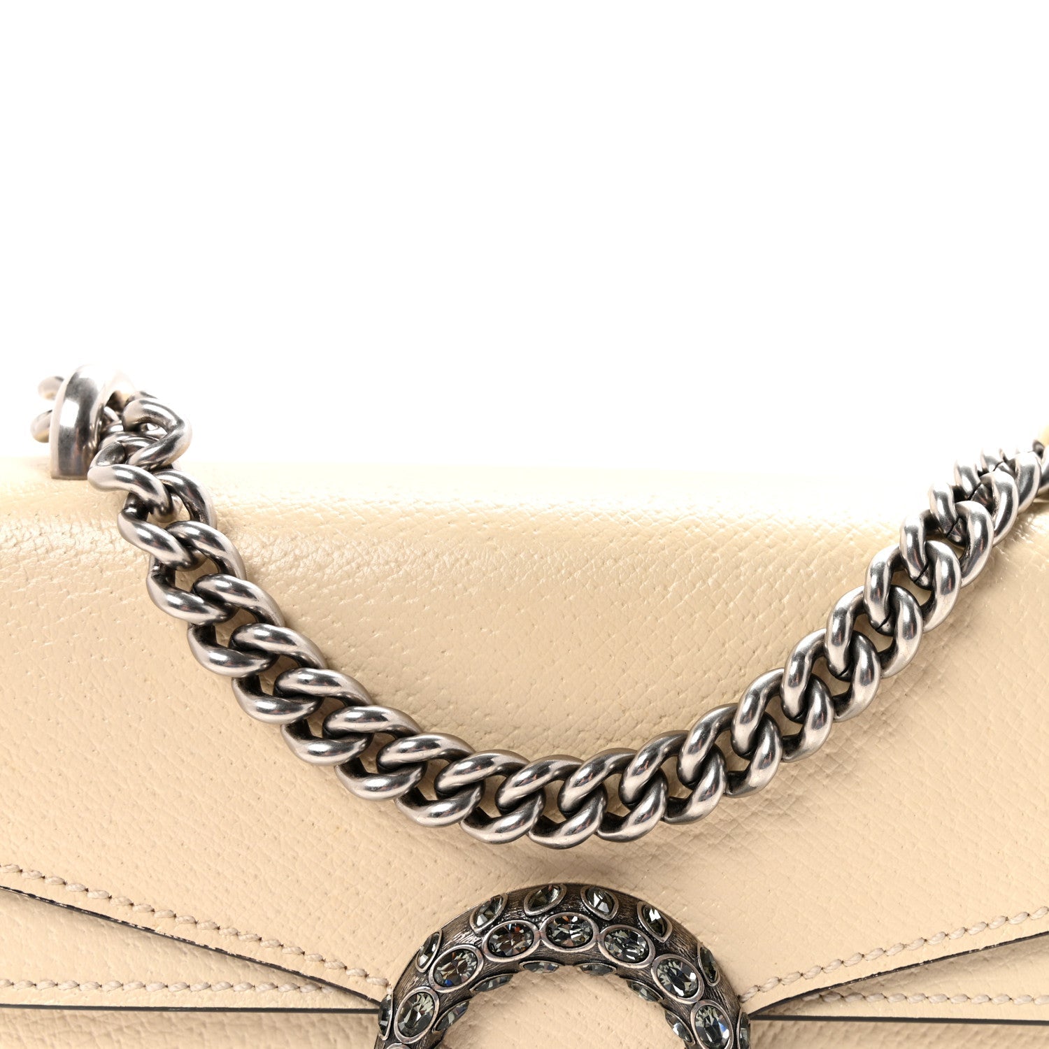 Textured Calfskin Crystal Mini Dionysus Shoulder Bag Mystic White