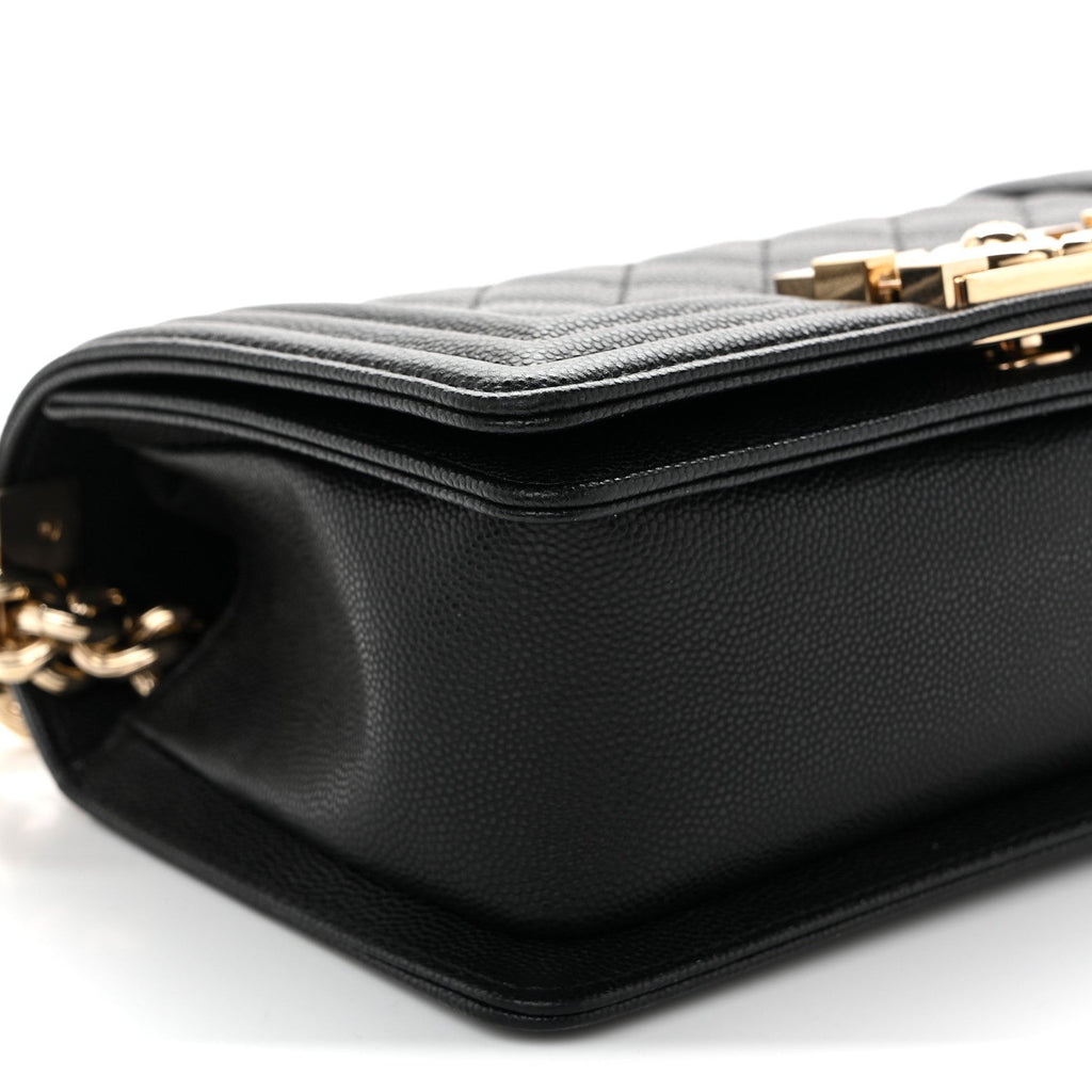 Caviar Quilted Small Boy Flap Black