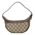 GG Supreme Monogram Textured Calfskin Web Mini Ophidia Half Moon Hobo Beige Ebony New Acero