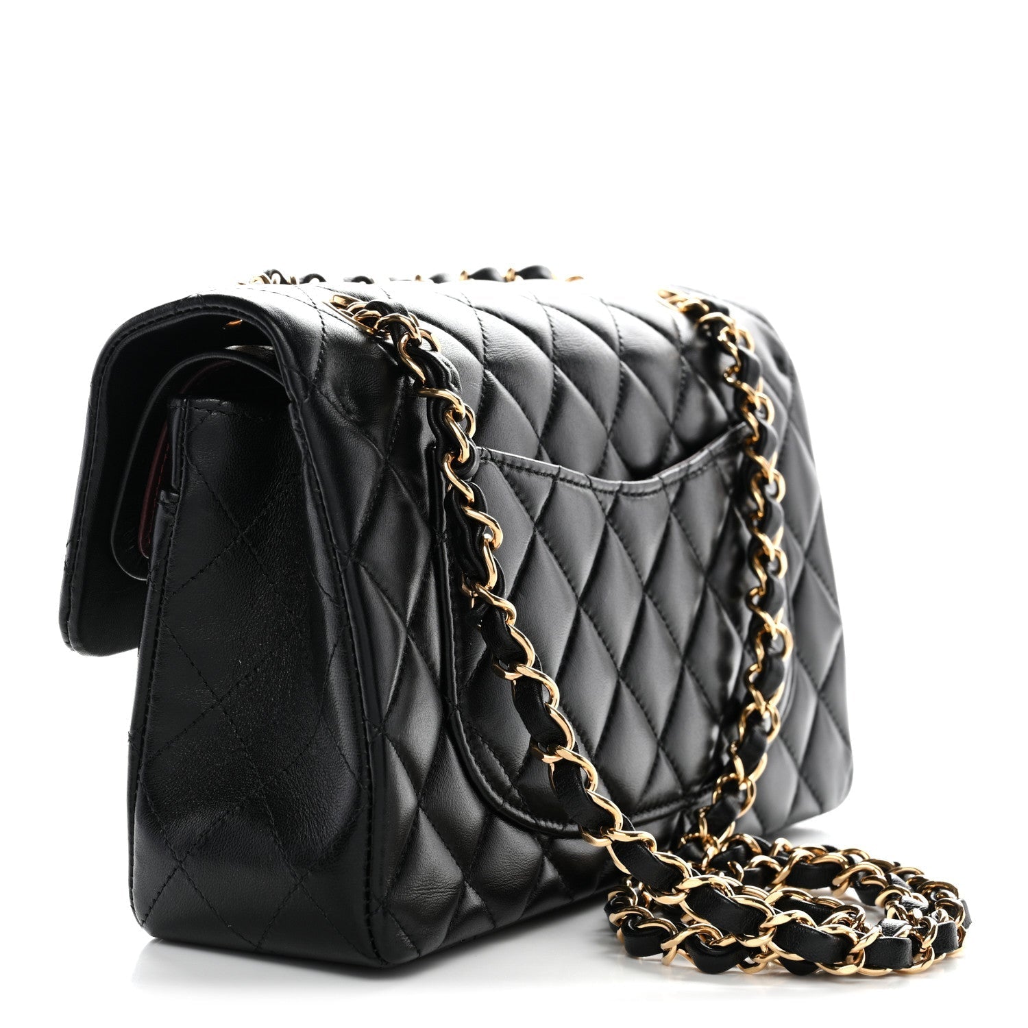 Lambskin Quilted Small Double Flap Black
