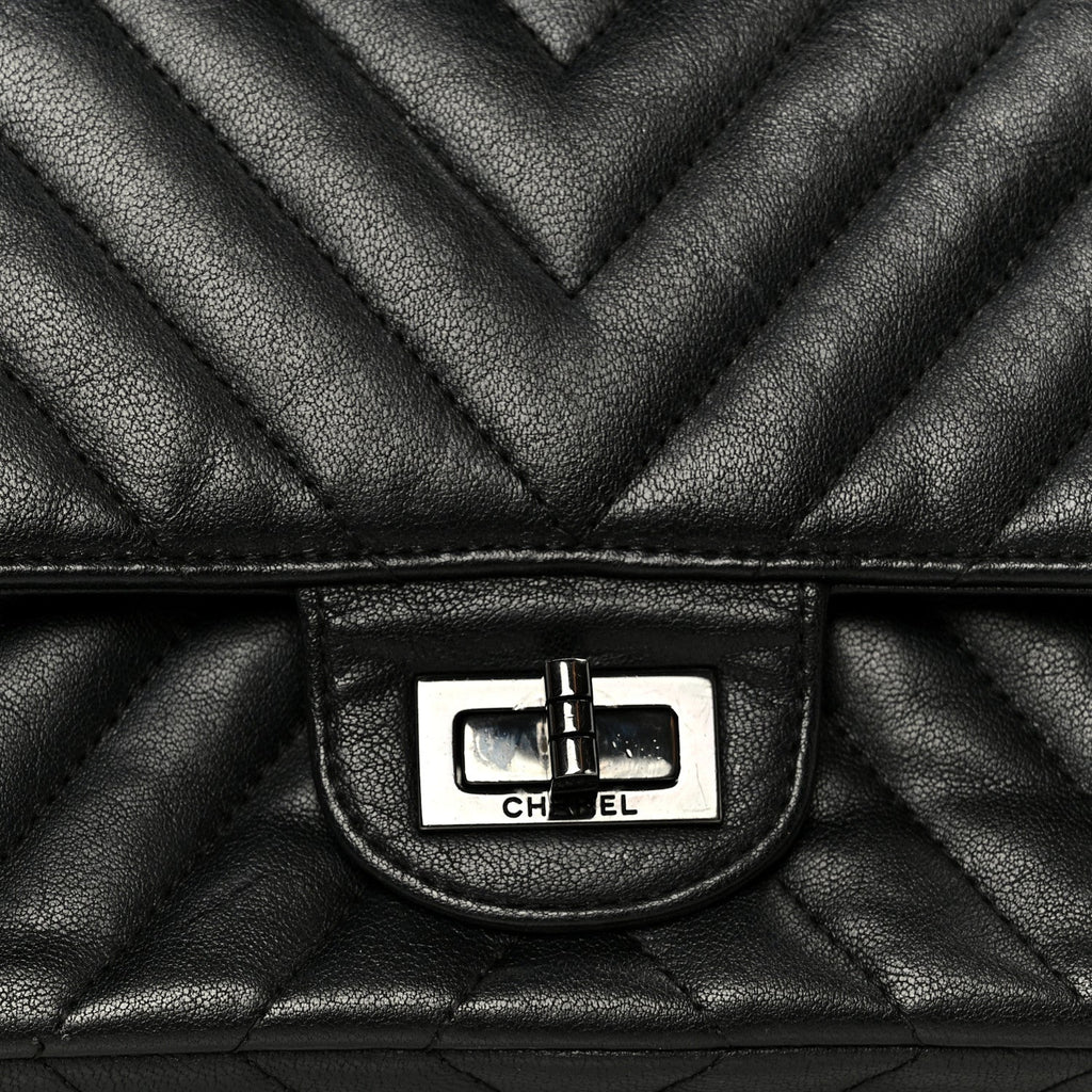 Sheepskin Chevron Quilted 2.55 Reissue 225 Double Flap So Black