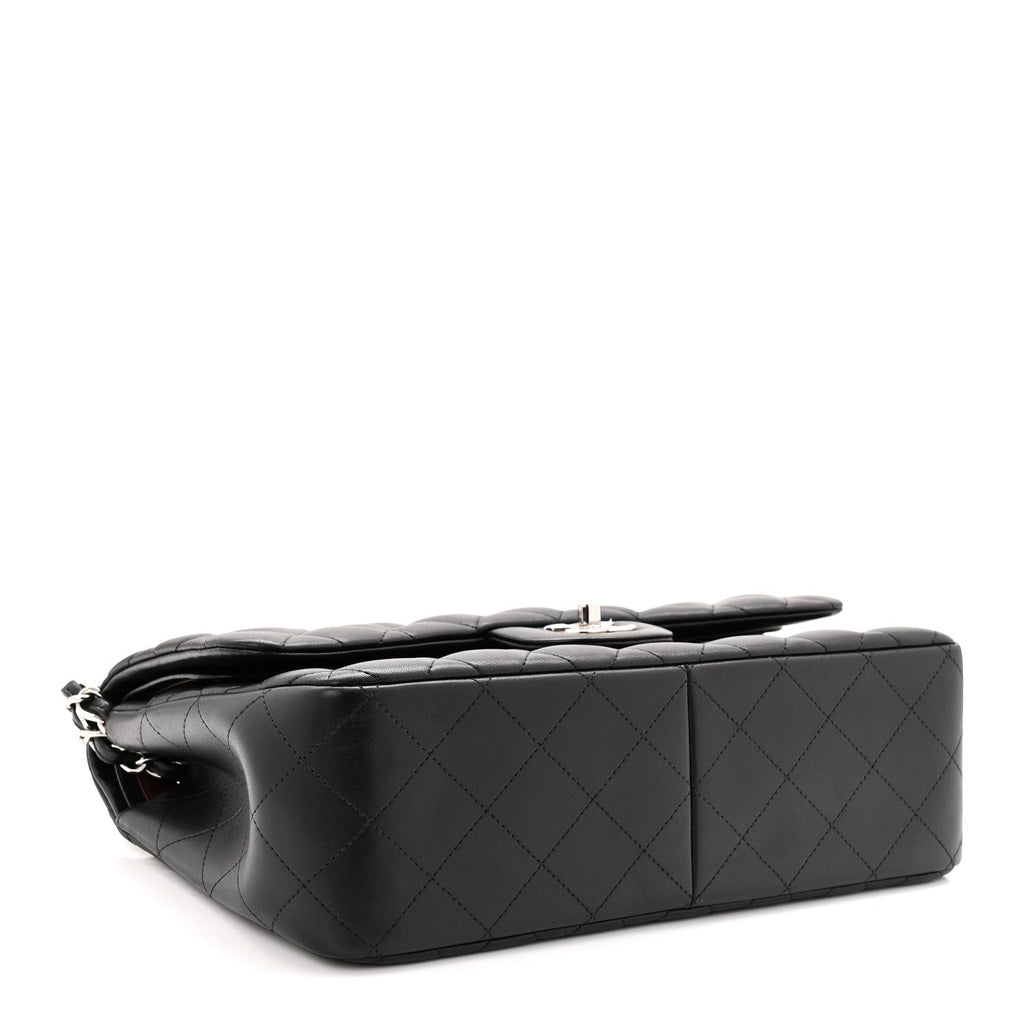Lambskin Quilted Jumbo Double Flap Black