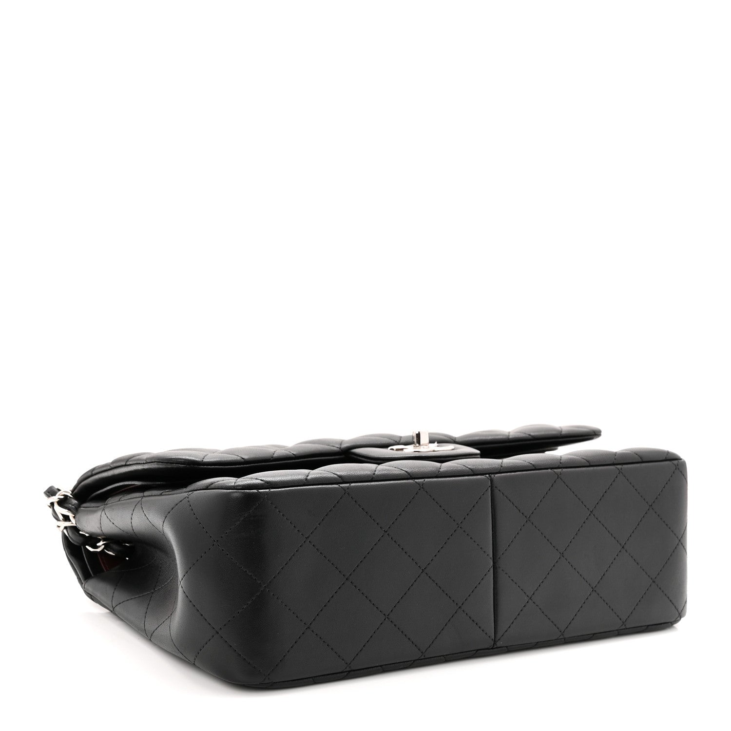 Lambskin Quilted Jumbo Double Flap Black