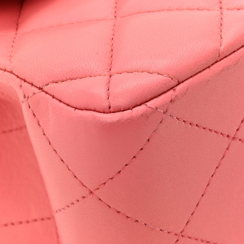 Lambskin Quilted Jumbo Double Flap Pink