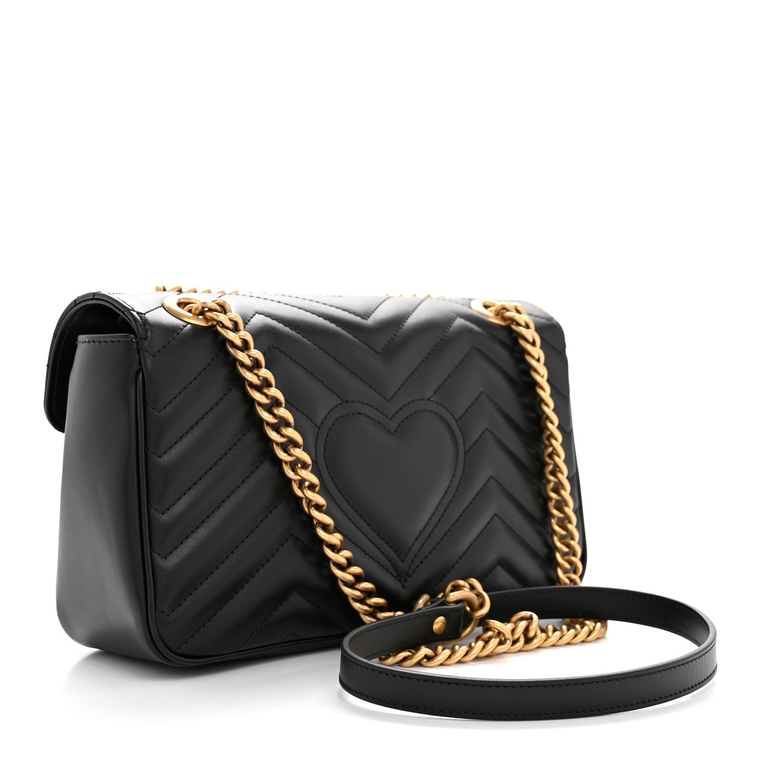 Calfskin Matelasse Small GG Marmont Shoulder Bag Black