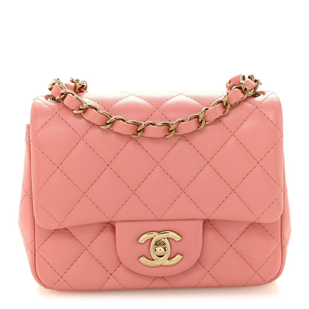 Lambskin Quilted Mini Square Flap Pink