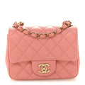 Lambskin Quilted Mini Square Flap Pink