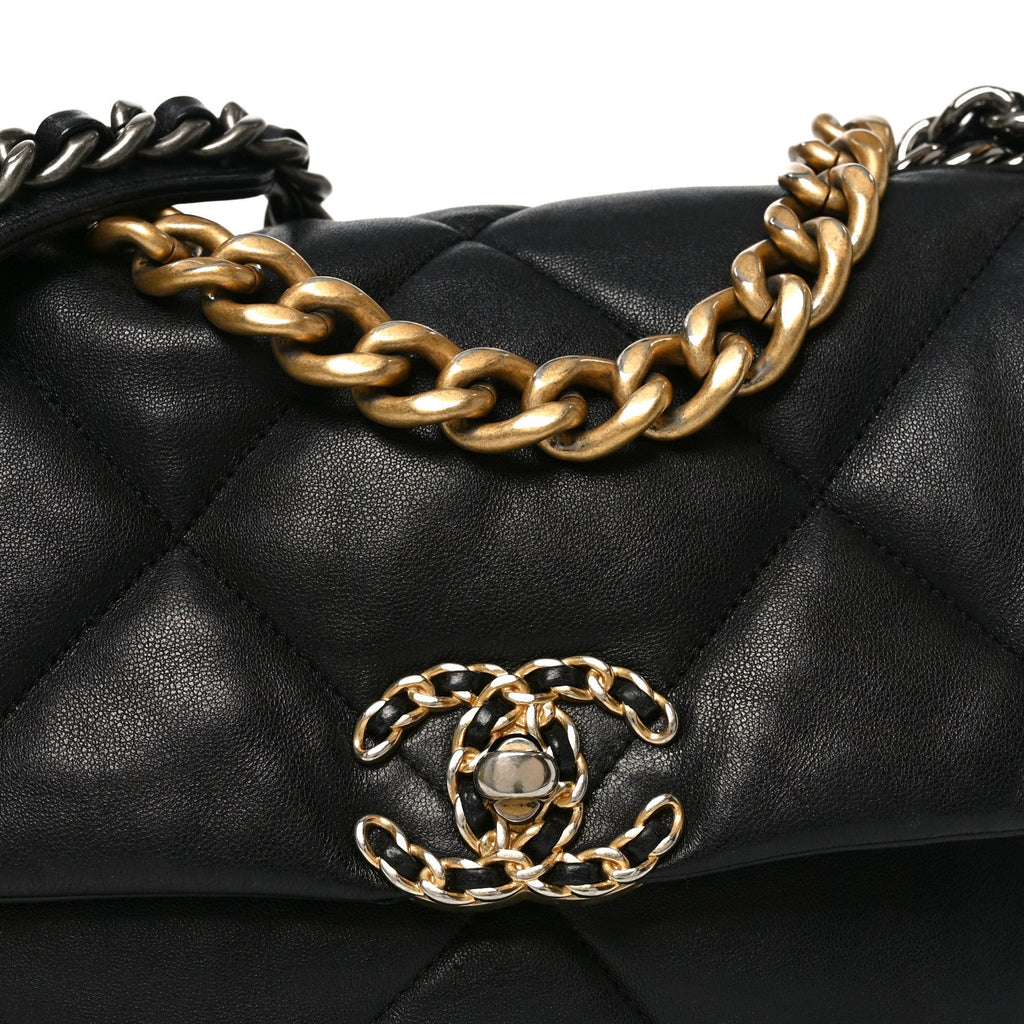 Lambskin Quilted Medium Chanel 19 Flap Black