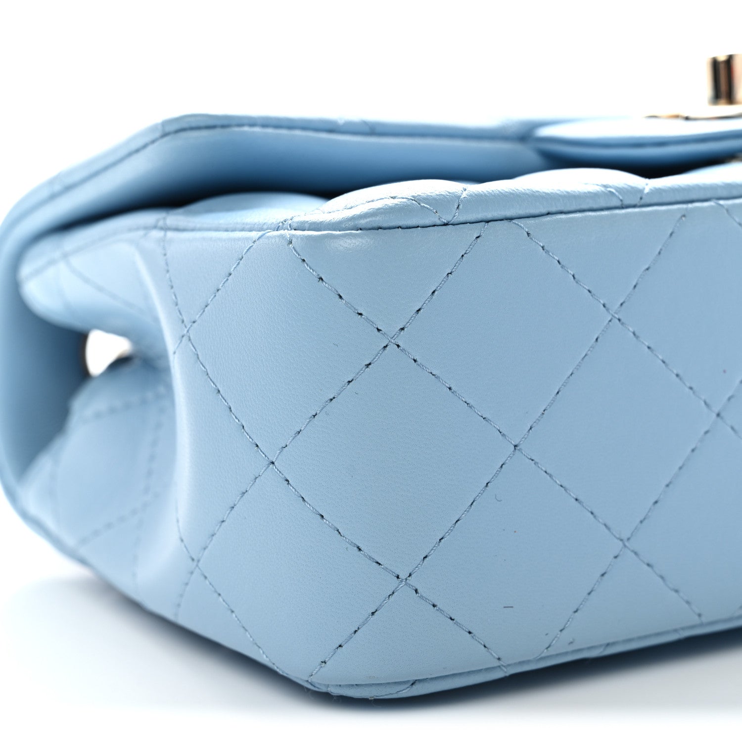 Lambskin Quilted Mini Rectangular Flap Light Blue