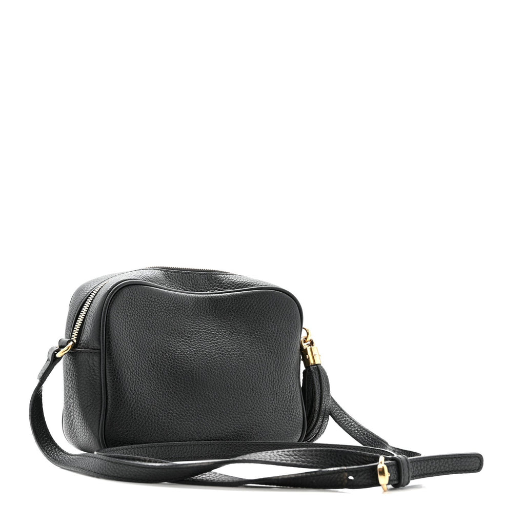 Pebbled Calfskin Small Soho Disco Bag Black