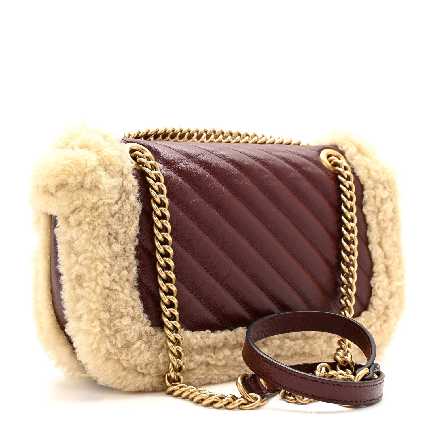 Azalea Calfskin Wool Matelasse Diagonal Small GG Marmont Shoulder Bag Sand Desert