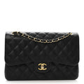 Caviar Quilted Jumbo Double Flap Black