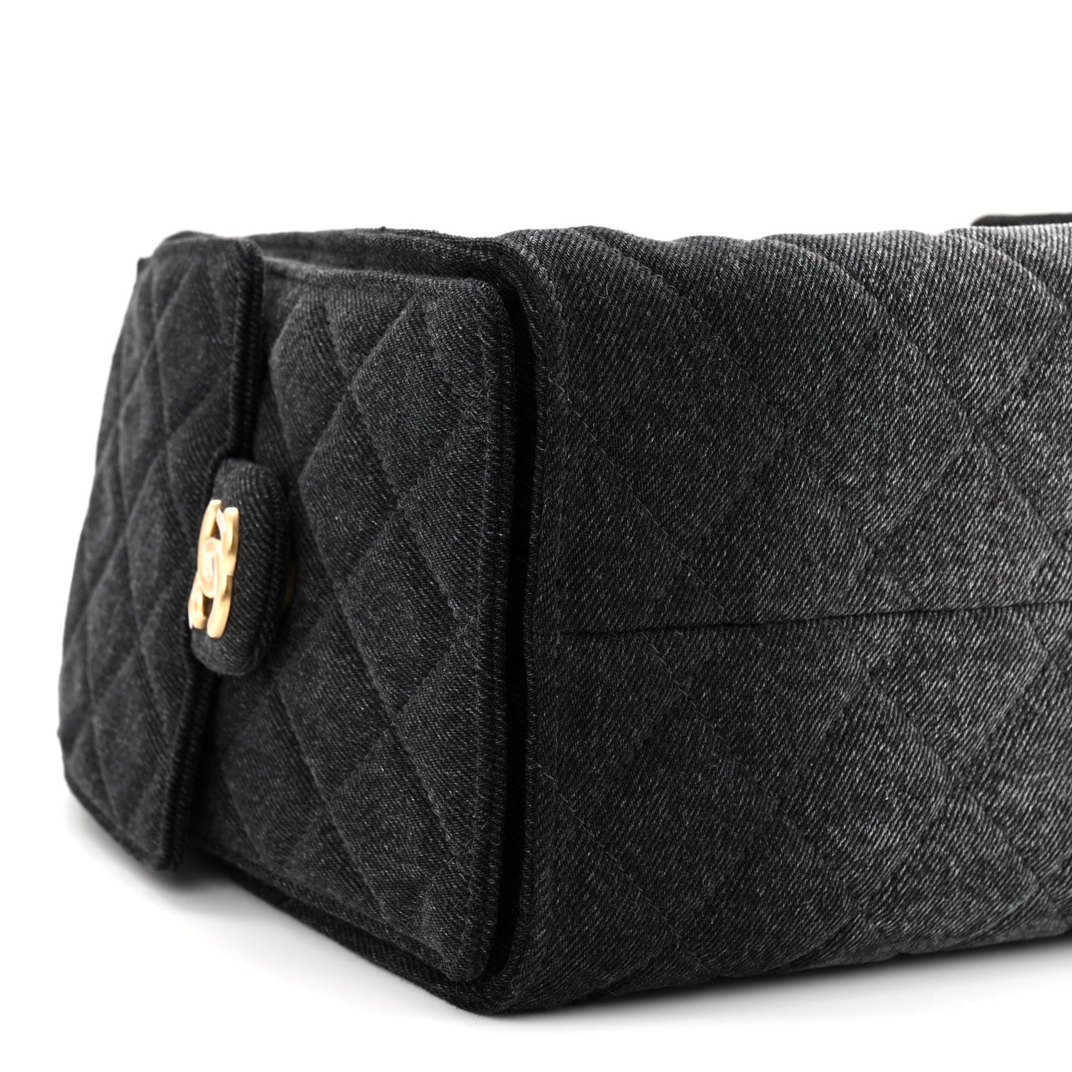 Washed Denim Quilted Small Chanel 25 Handbag Black