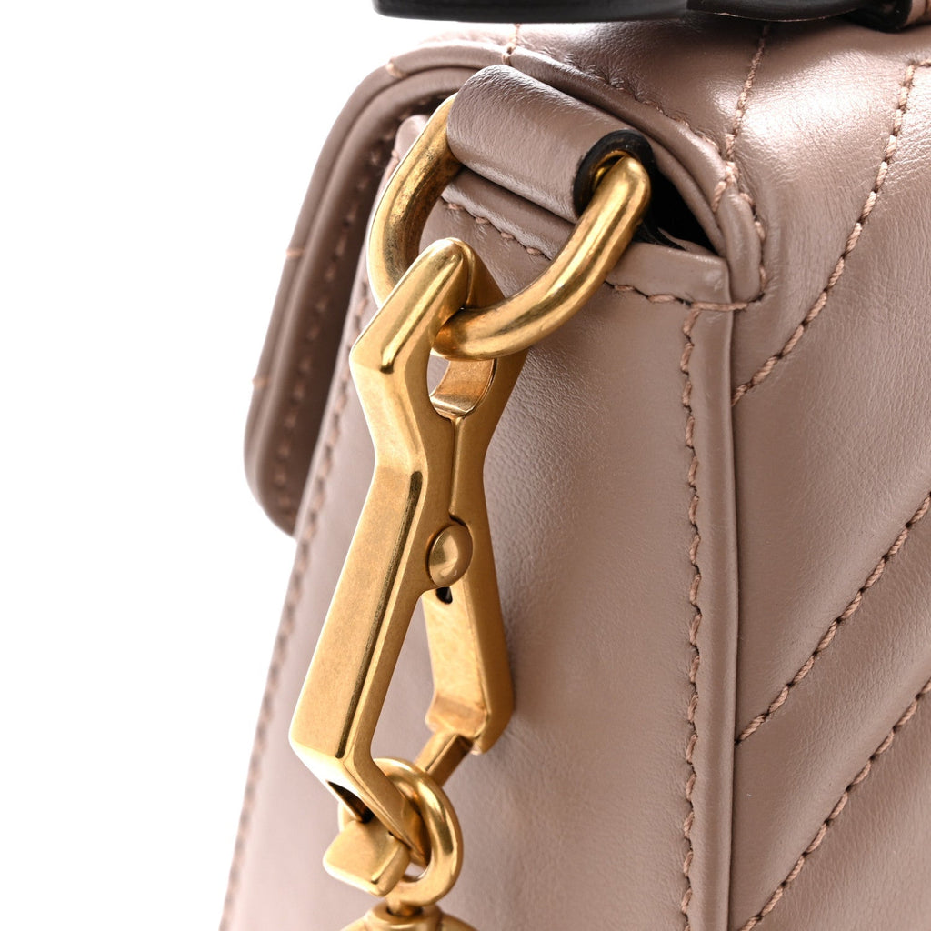 Calfskin Matelasse Mini GG Marmont Top Handle Shoulder Bag Porcelain Rose