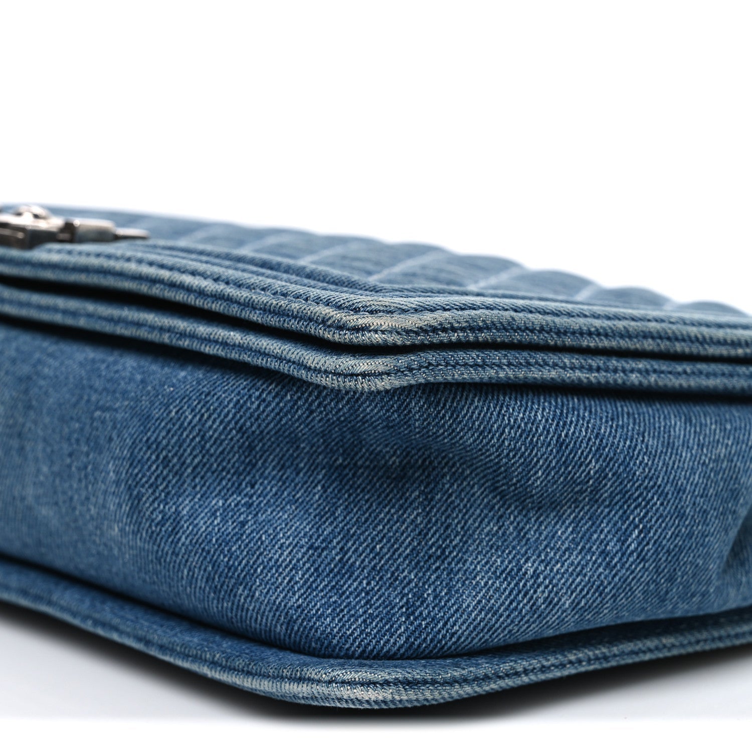 Denim Quilted Large Boy Flap Blue