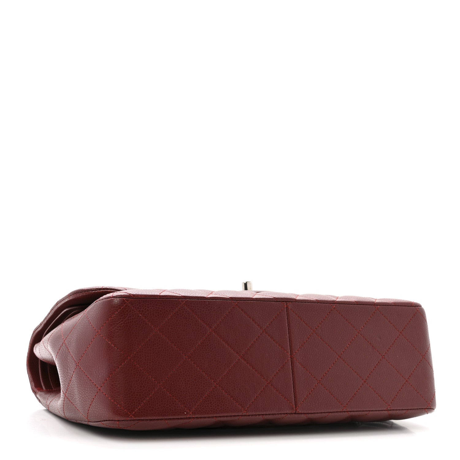 Caviar Quilted Jumbo Double Flap Dark Red