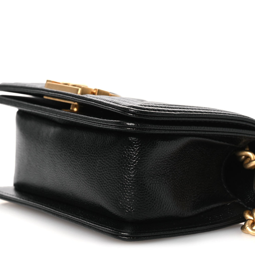 Caviar Quilted Mini Boy Flap Black