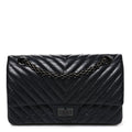 Aged Calfskin Chevron Quilted 2.55 Reissue 225 Flap So Black