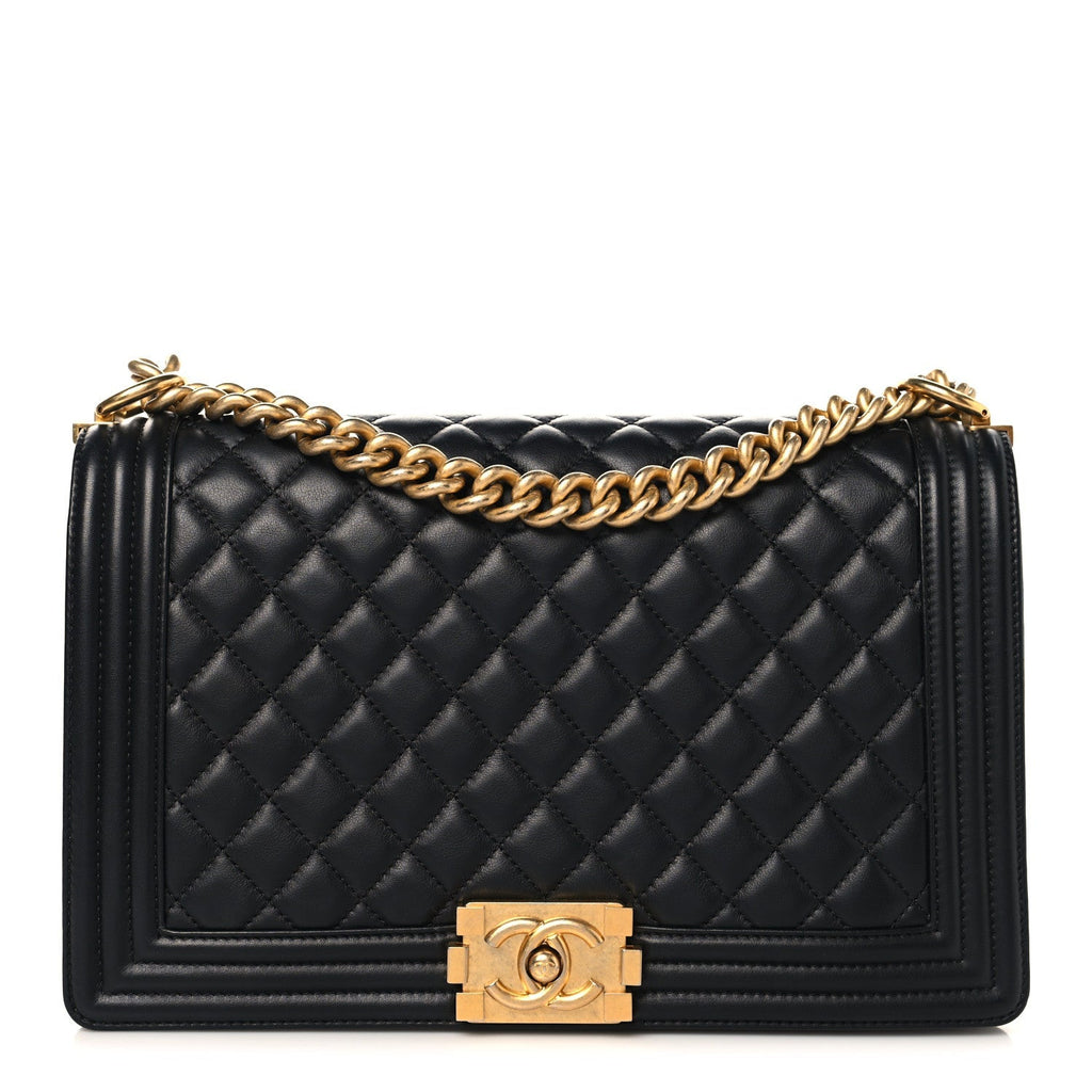 Lambskin Quilted New Medium Boy Flap Black